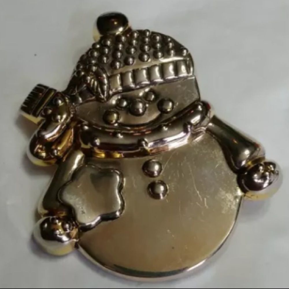 Best Two Toned Winter Christmas Snowman Pin Brooch 